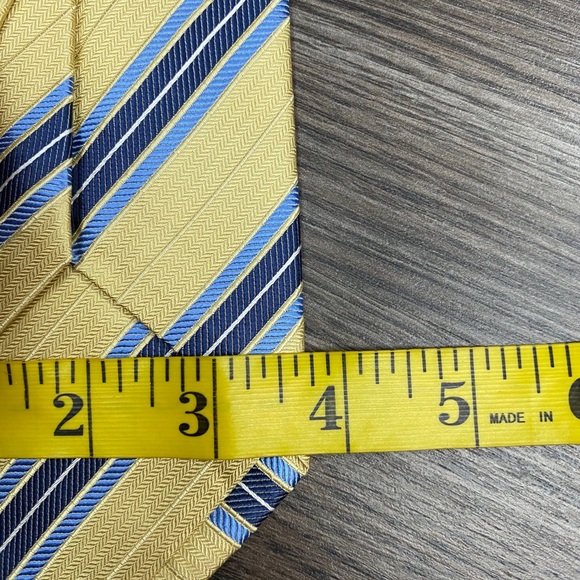 Tasso Elba NWT Yellow w/ Blue Stripe Tie - Picture 5 of 5